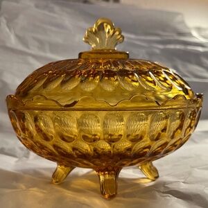 Brown thumb glass candy dish